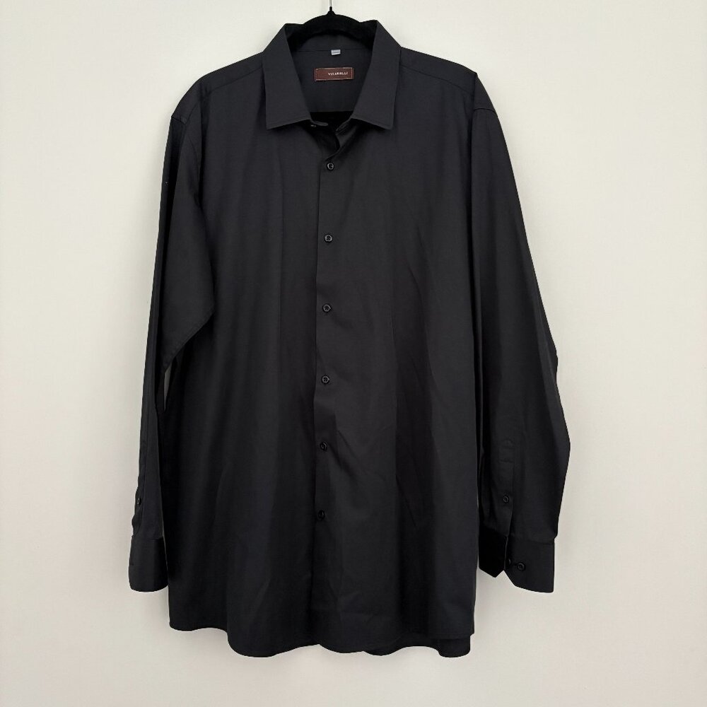 Vitarelli Mens Black Dress Shirt Long Sleeve Button Up Business Party 18.5 36/37